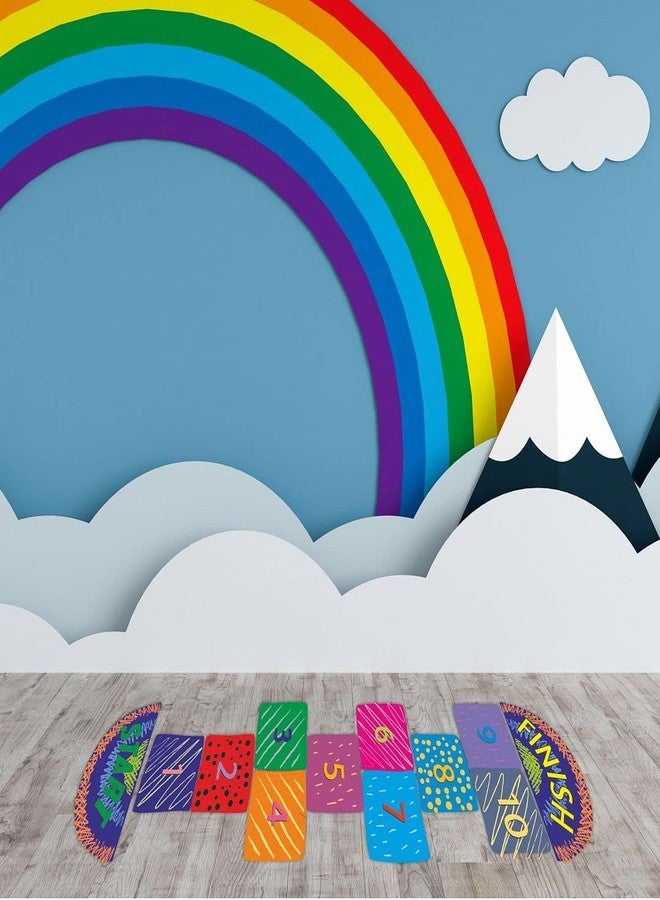 CVANU Creative Design of Hopscotch Game Stickers Number Jumping Grid Game Floor Decals PVC Vinyl for Children Living Room, Home and Nursery Classroom, Multicolour, Size (24x104.5) inch - Image 2